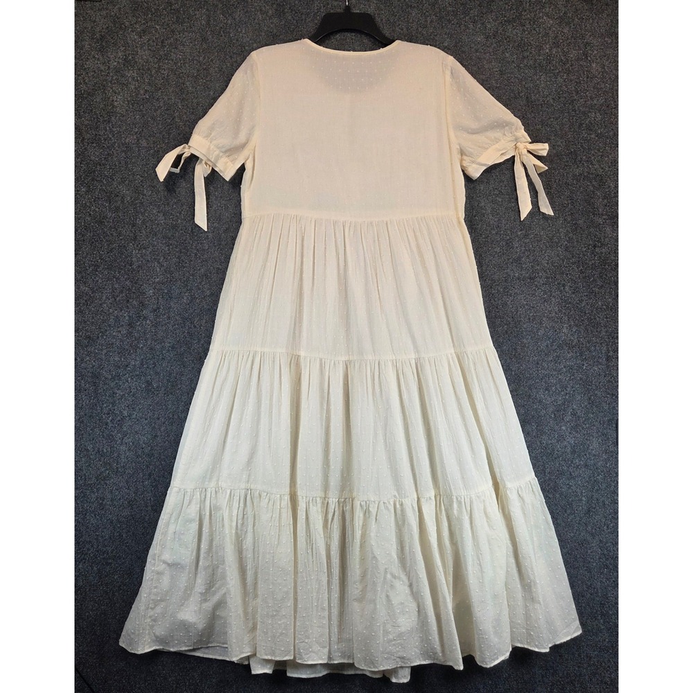 Madewell Cream Tiered Midi Dress with Tie Sleeves - Picture 12 of 16